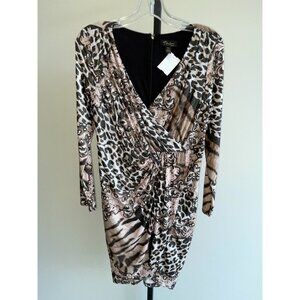 Thalia Brown Black Animal Print Dress Size S (82728)